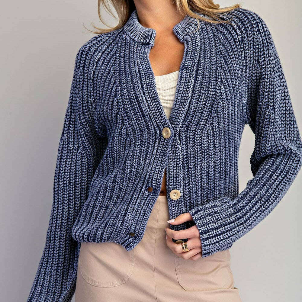 PEACE LOVE LINE Button Down Knit Cardigan Denim, CLOTHING, Peace Love Line, Plum Bottom