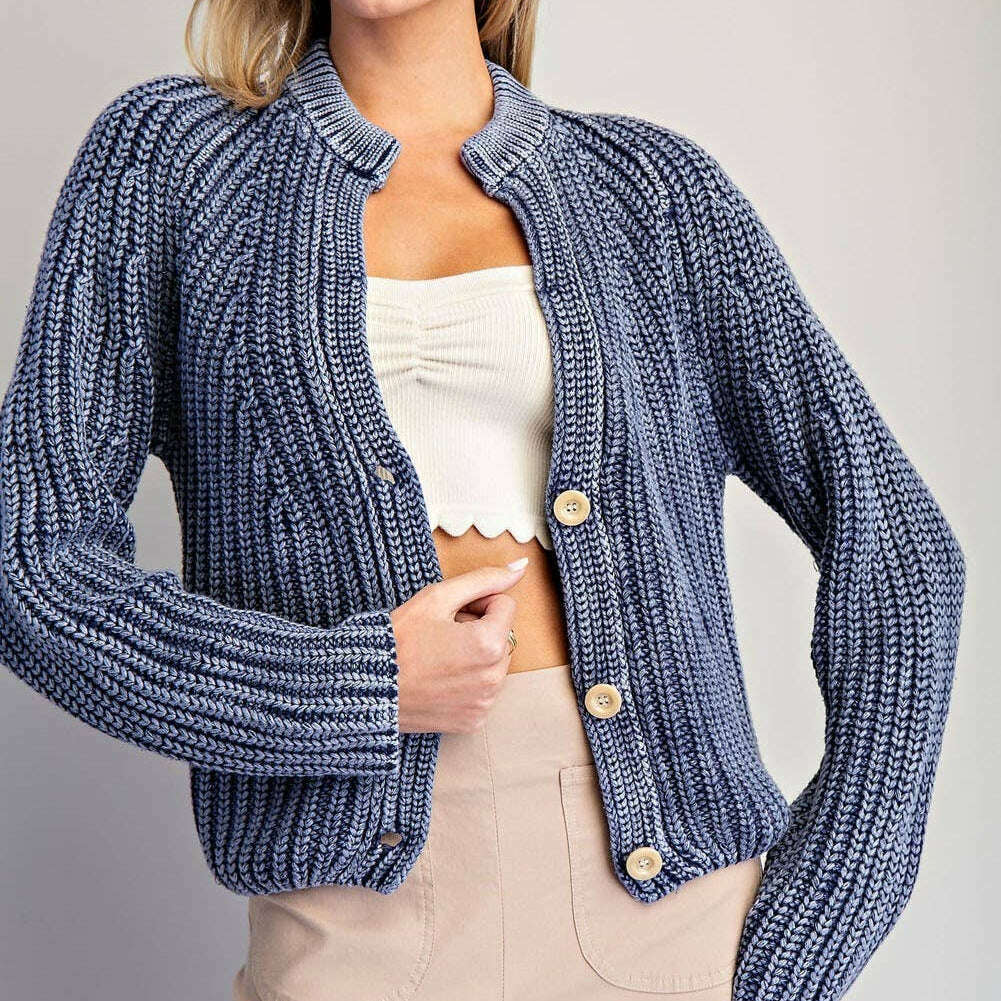 PEACE LOVE LINE Button Down Knit Cardigan Denim, CLOTHING, Peace Love Line, Plum Bottom