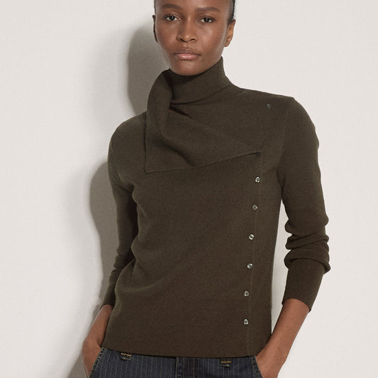 APRICOT Pleat Front Button Detail Sweater