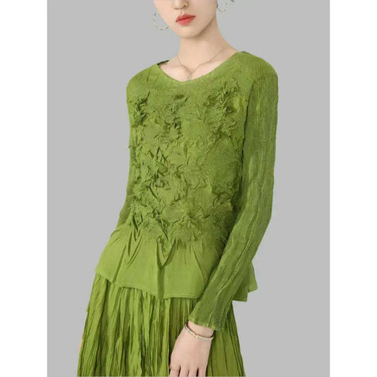 ellyndale--pleated-3d-flower-blouse-in-greenclothingellyndale-company-llcplum-bottom-34528414