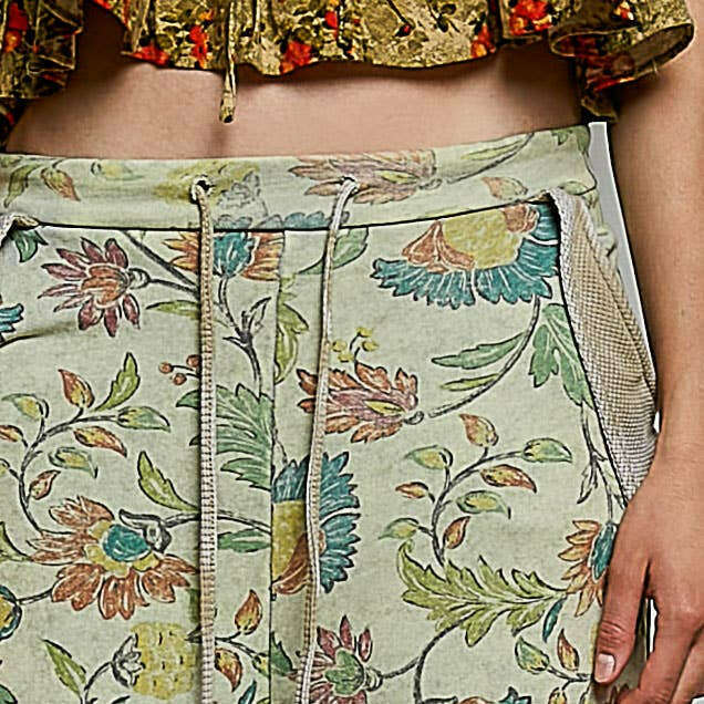 POL CLOTHING Printed French Terry Lounge Pants Green, CLOTHING, Pol Clothing, Plum Bottom
