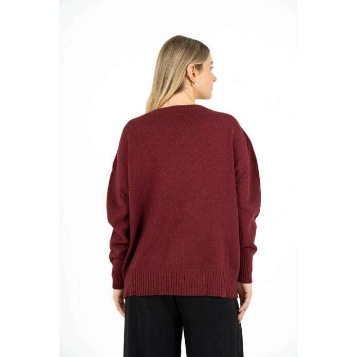 M-Made in Italy - V-Neck Knit Sweater, Sweaters, M-Made in Italy, Plum Bottom