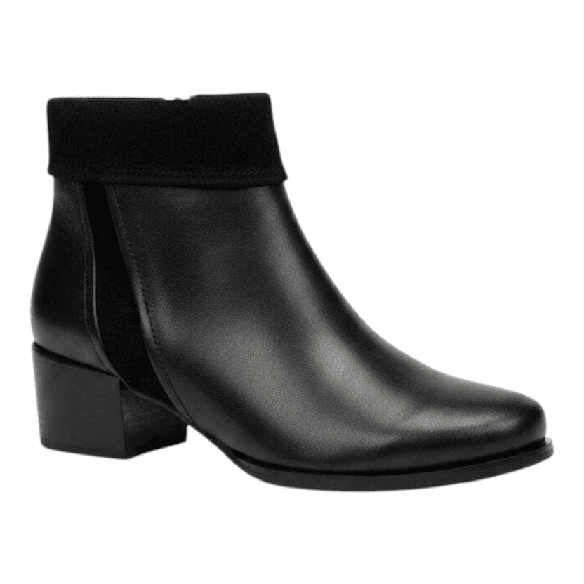 Plum Bottom REGARDE LE CIEL JOLENE-40 black leather ankle boot with a block heel and side zipper detail