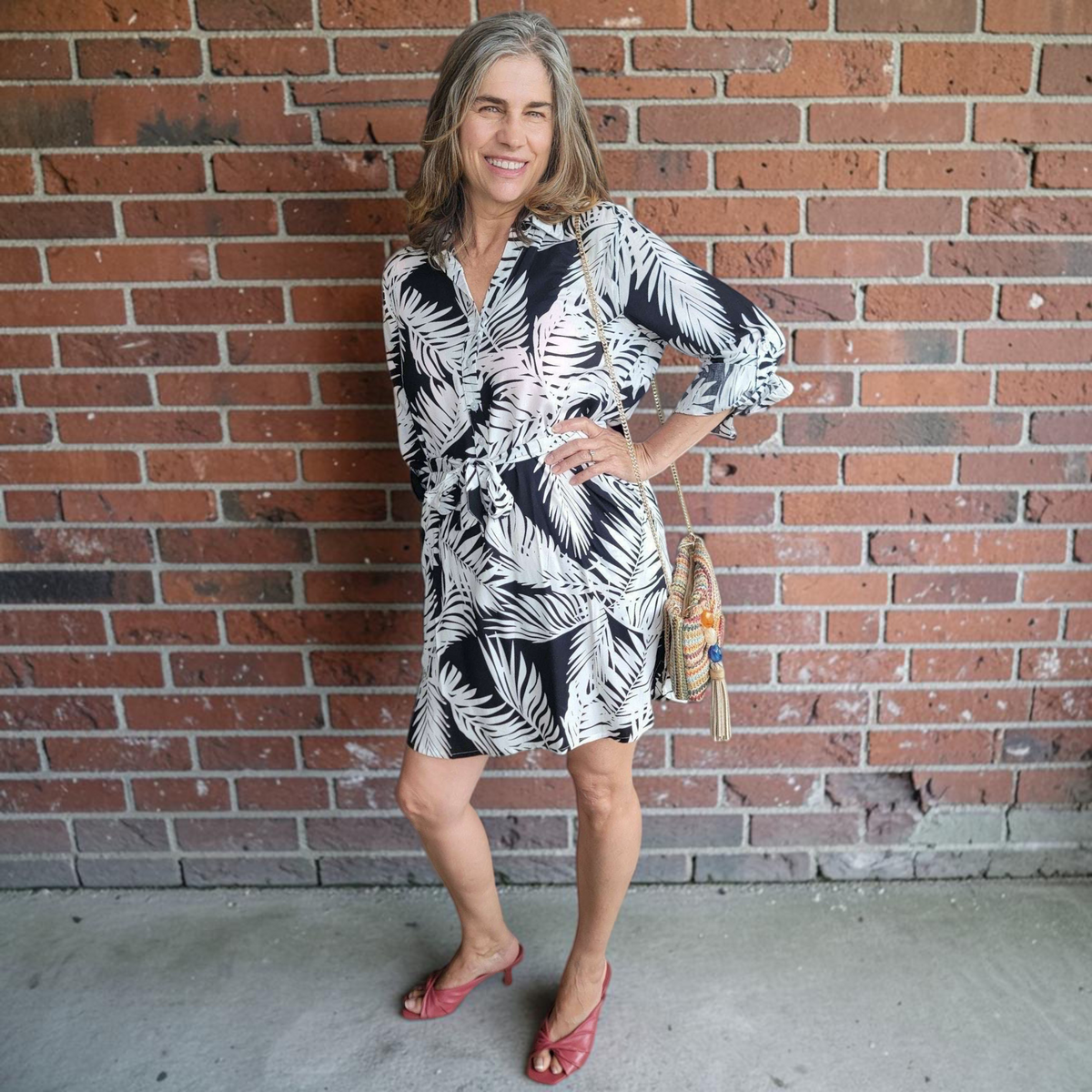 LA MER LUXE-August Dress Buttondown Collar Fall 310-Black Tropics, CLOTHING, La Mer Luxe, Plum Bottom
