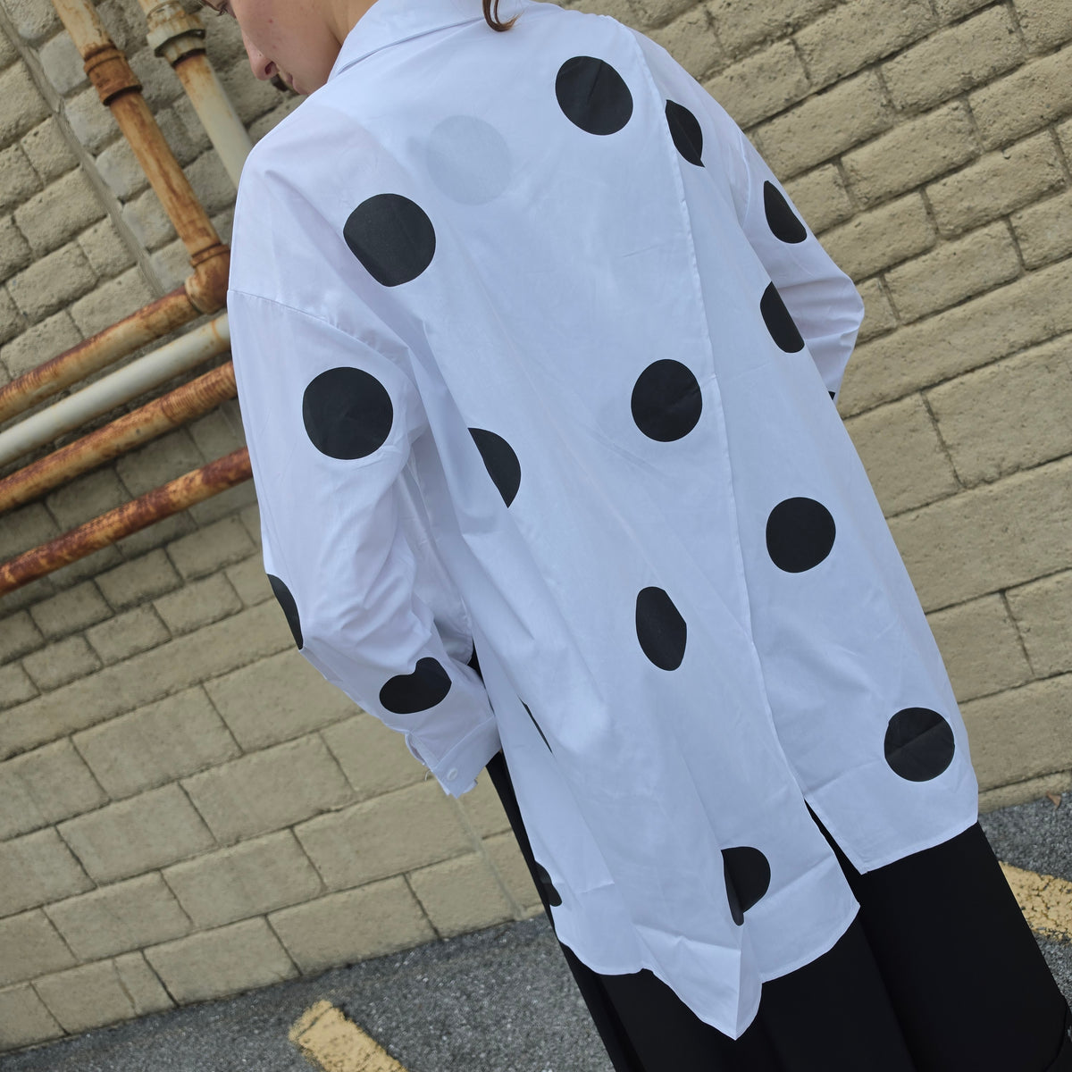 VANITÉ COUTURE Polka Dot Button-Up Top