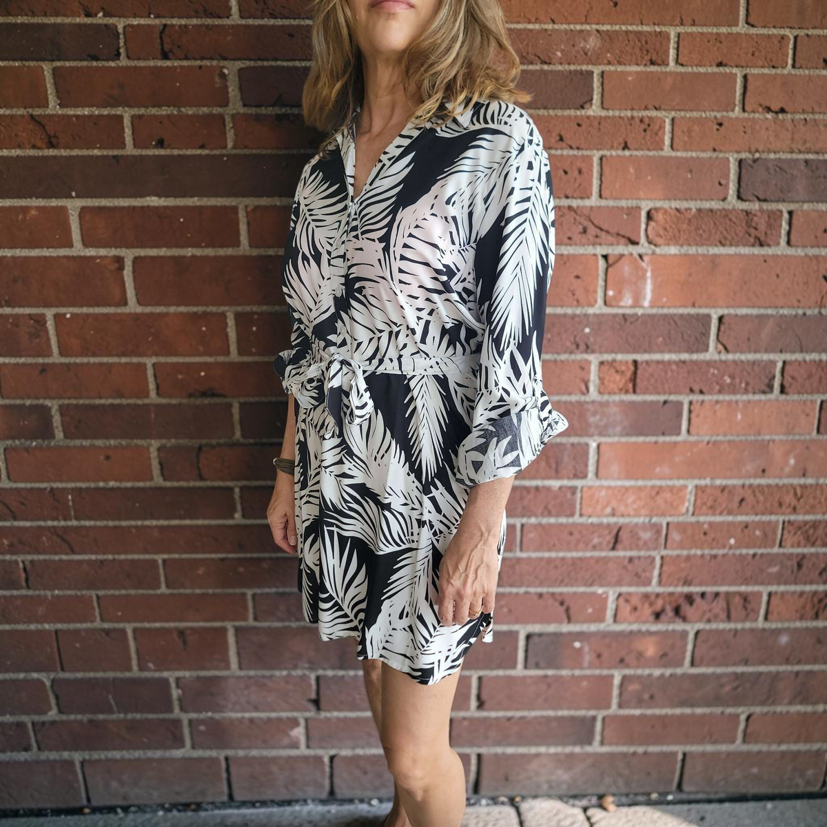 LA MER LUXE-August Dress Buttondown Collar Fall 310-Black Tropics, CLOTHING, La Mer Luxe, Plum Bottom