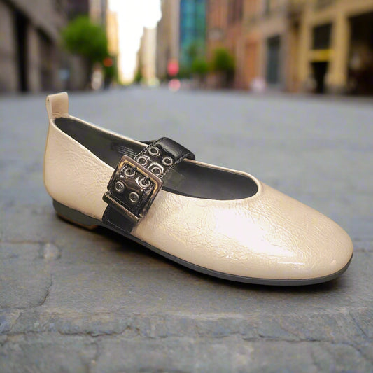 GABOR - 74.152.92 - Beige Crinkle Patent/Black Patent