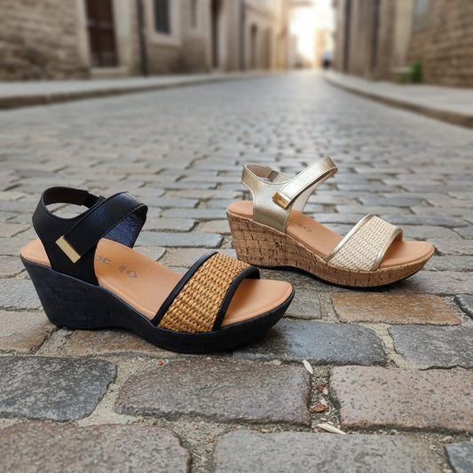 NAOT Summer Raffia Wedge Sandal