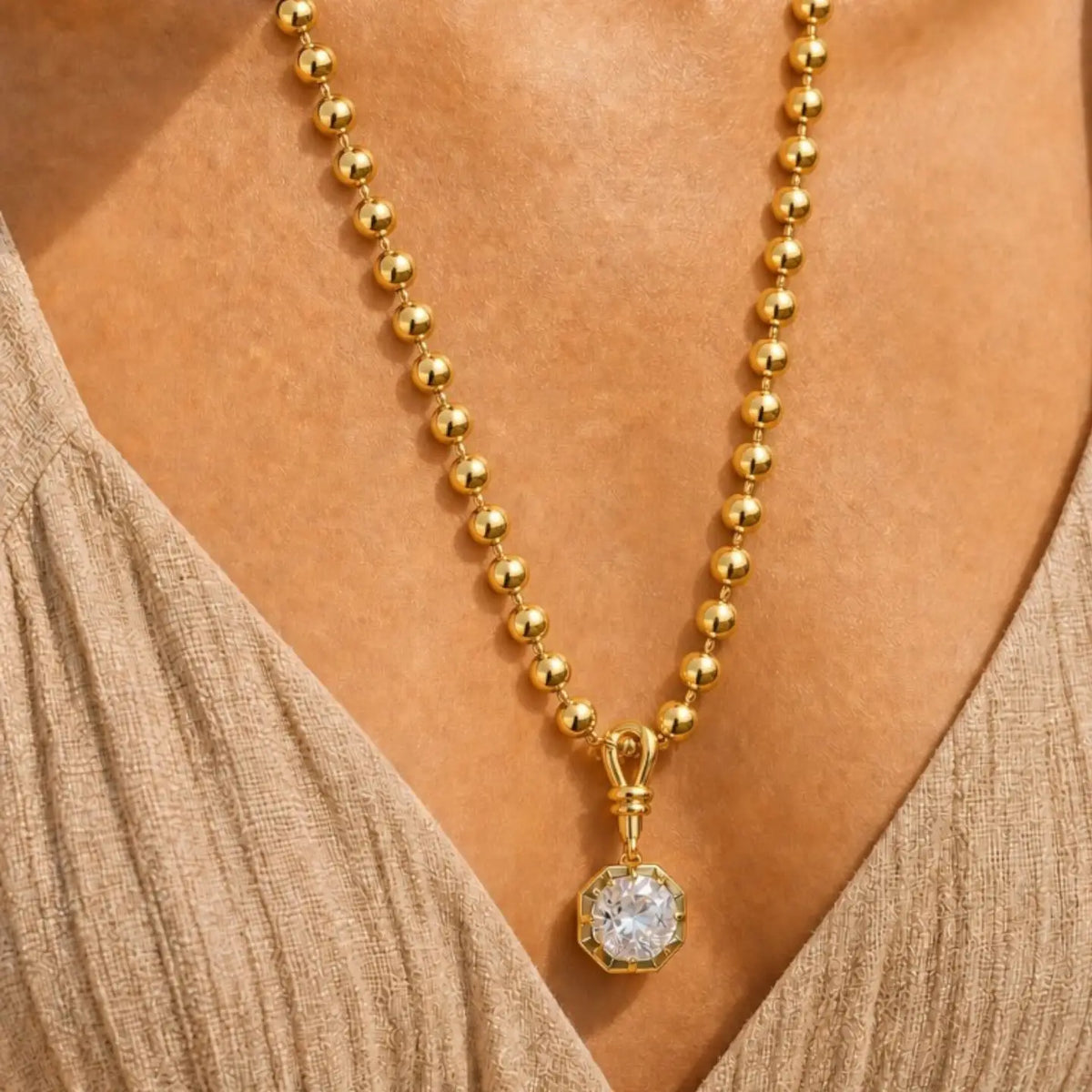 NATIVE GEM Foundry Georgian Rose Collet Necklace