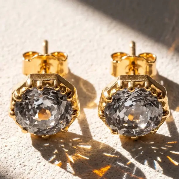 [NATIVE GEM Foundry Georgian Rose Collet Stud Earrings], [JEWELRY], [Native Gem], [Plum Bottom].
