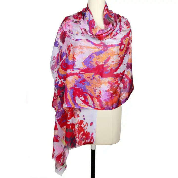 Saachi - SPLATTER SCARF -Pink Multi, ACCESSORIES, SAACHI, Plum Bottom