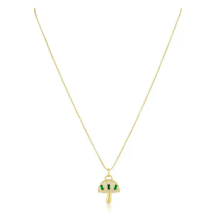 Sahira - Alice Mushroom Necklace - Emerald/Gold, ACCESSORIES, Sahira Jewelry, Plum Bottom