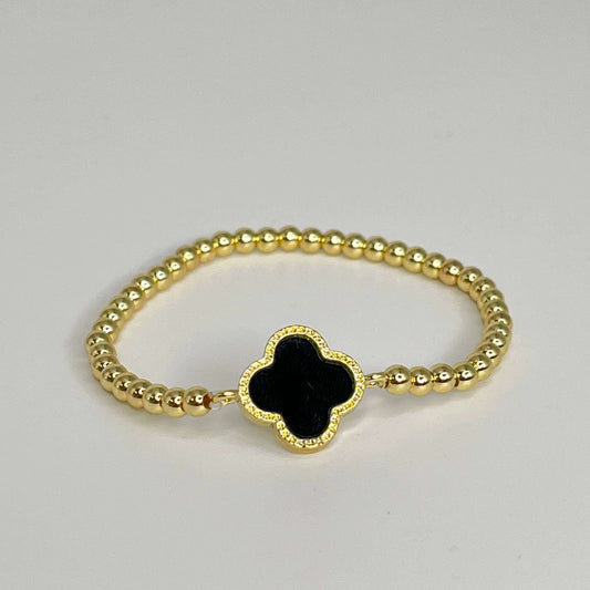 Sahira Jewelry Design - Beaded Clover Bracelet - Black, , Sahira Jewelry Design, Plum Bottom