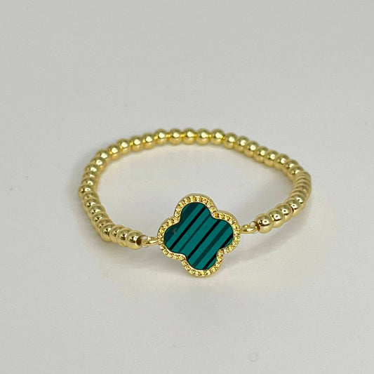 Sahira Jewelry Design - Beaded Clover Bracelet - Green/Gold, ACCESSORIES, Sahira Jewelry Design, Plum Bottom