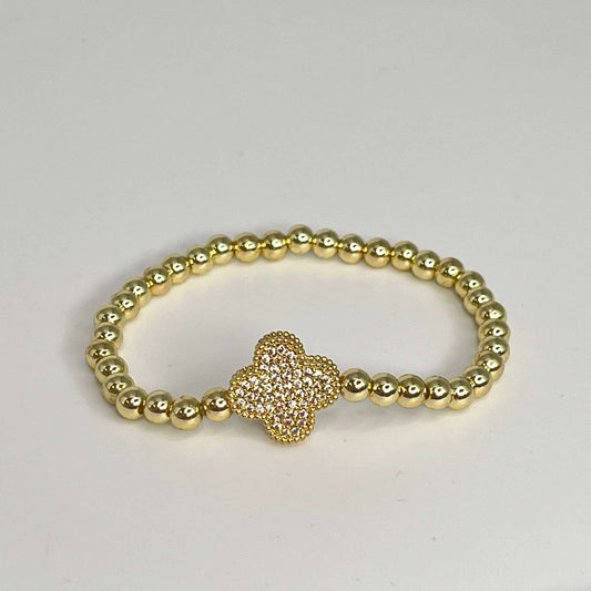 Sahira Jewelry Design - Beaded Clover Bracelet - Pave, , Sahira Jewelry Design, Plum Bottom