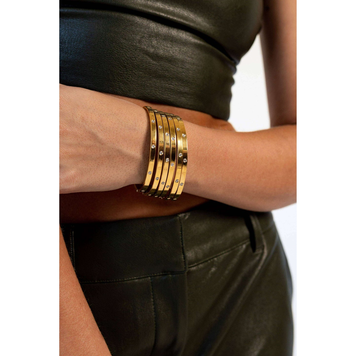 Sahira Jewelry Design - Elsie Stackable Bracelet: Gold, Bracelets, Sahira Jewelry Design, Plum Bottom
