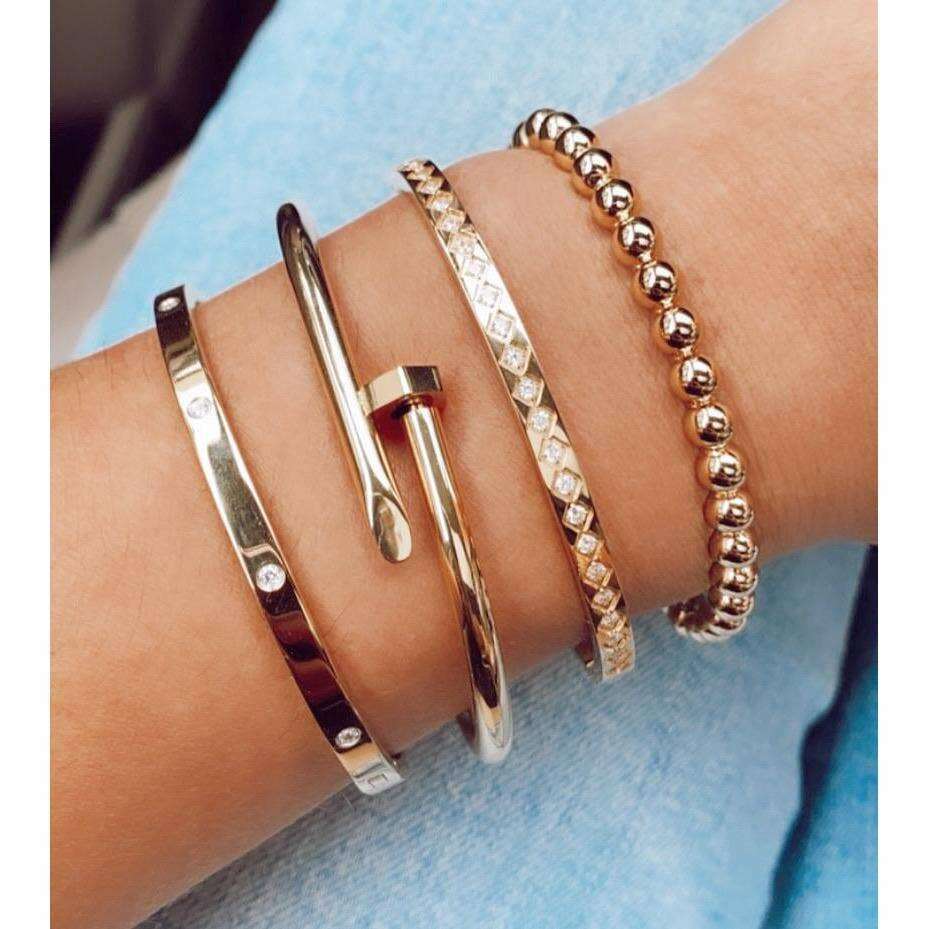 Sahira Jewelry Design - Elsie Stackable Bracelet: Gold, Bracelets, Sahira Jewelry Design, Plum Bottom
