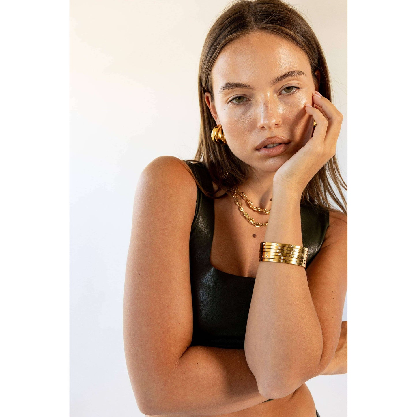 Sahira Jewelry Design - Elsie Stackable Bracelet: Gold, Bracelets, Sahira Jewelry Design, Plum Bottom