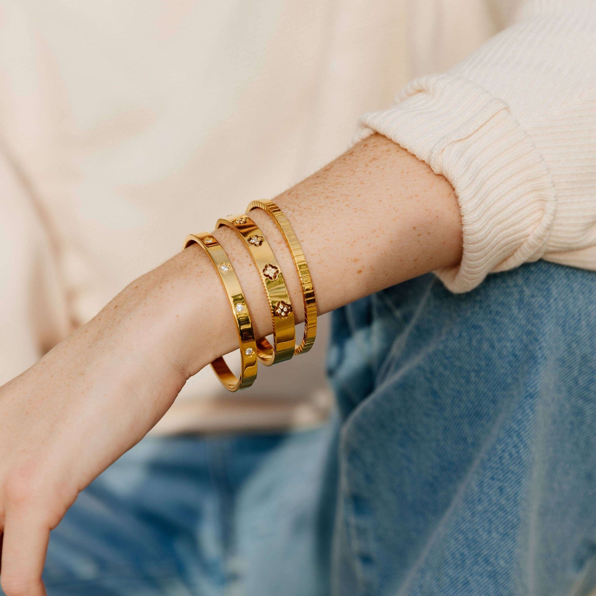 Sahira Jewelry Design - Elsie Stackable Bracelet: Gold, Bracelets, Sahira Jewelry Design, Plum Bottom
