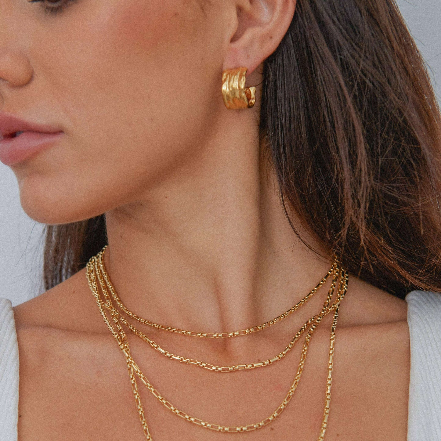 Sahira Jewelry Design - Gina Hammered Hoop - Gold, ACCESSORIES, Sahira Jewelry Design, Plum Bottom