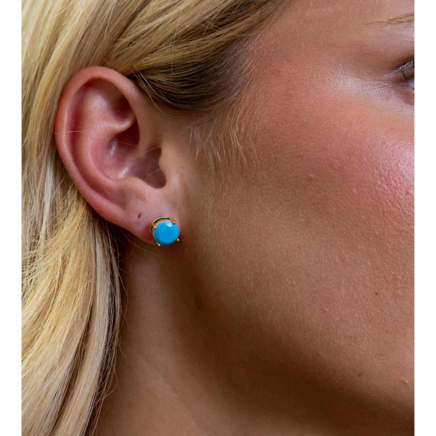 Sahira Jewelry Design - Incanto Studs Turquoise, Earrings, Sahira Jewelry Design, Plum Bottom