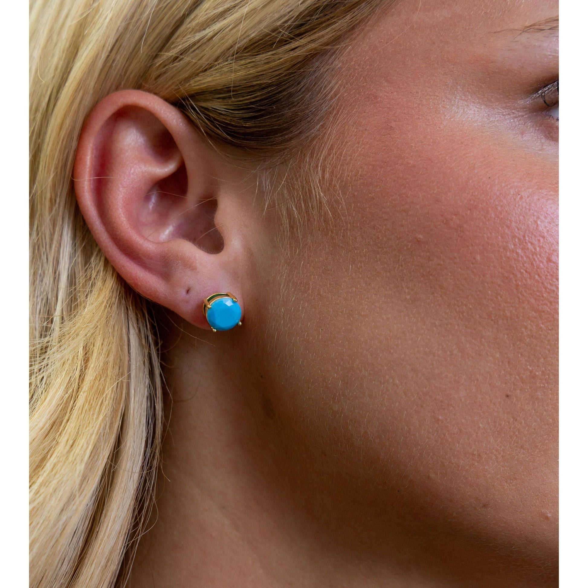 Sahira Jewelry Design - Incanto Studs Turquoise, Earrings, Sahira Jewelry Design, Plum Bottom
