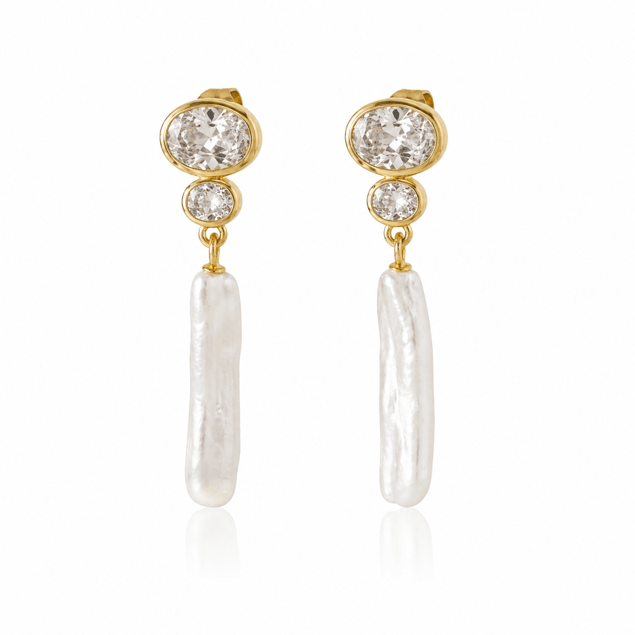 Sahira Jewelry Design - Iris Pearl Drop Earrings, Earrings, Sahira Jewelry Design, Plum Bottom