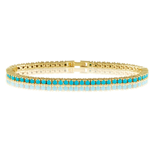 Sahira Jewelry Design - Karla Tennis Bracelet - Turquoise: 7", Bracelets, Sahira Jewelry Design, Plum Bottom