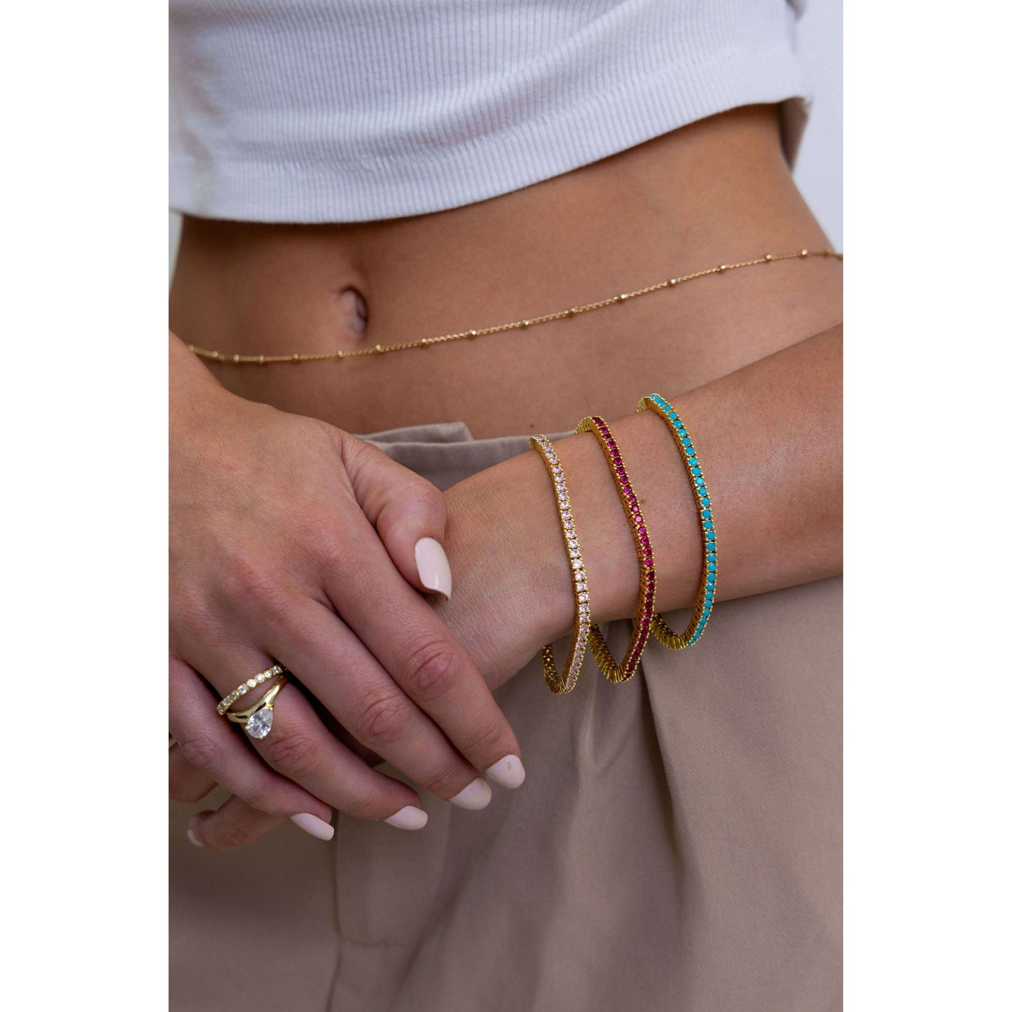 Sahira Jewelry Design - Karla Tennis Bracelet - Turquoise: 7", Bracelets, Sahira Jewelry Design, Plum Bottom