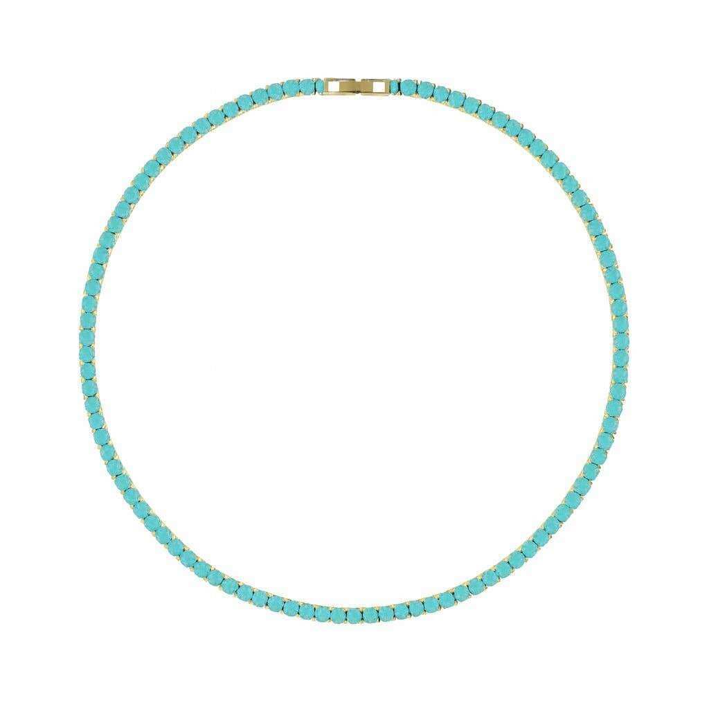 Sahira Jewelry Design - Karla Tennis Necklace - Turquoise: Gold, Necklaces, Sahira Jewelry Design, Plum Bottom