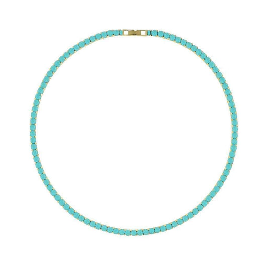Sahira Jewelry Design - Karla Tennis Necklace - Turquoise: Gold, Necklaces, Sahira Jewelry Design, Plum Bottom