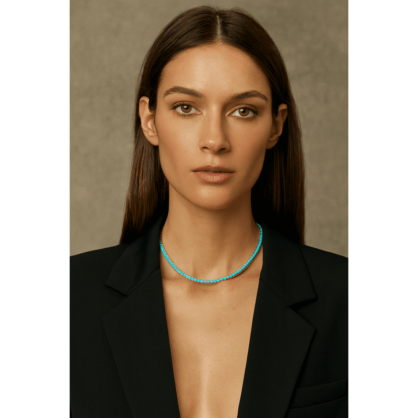 Sahira Jewelry Design - Karla Tennis Necklace - Turquoise: Gold, Necklaces, Sahira Jewelry Design, Plum Bottom