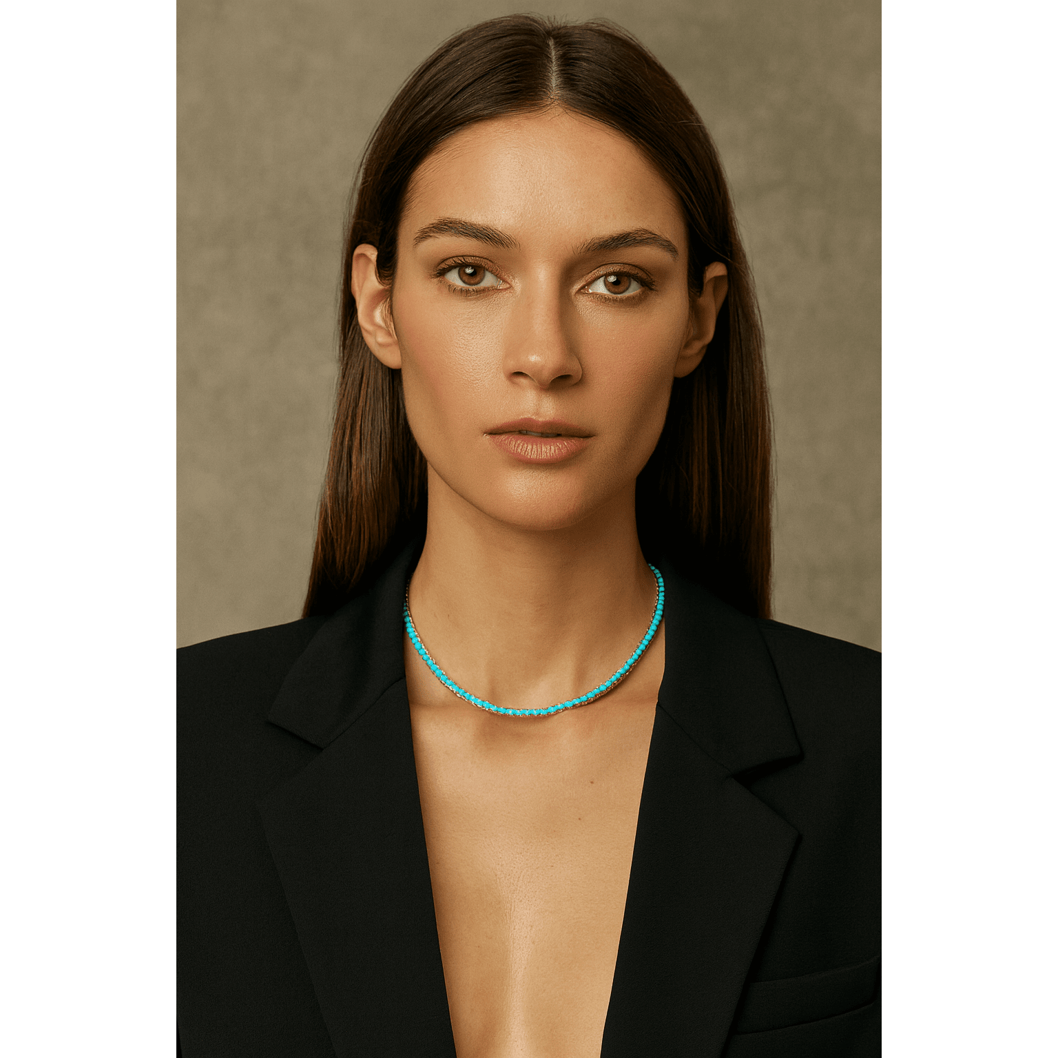 Sahira Jewelry Design - Karla Tennis Necklace - Turquoise: Gold, Necklaces, Sahira Jewelry Design, Plum Bottom