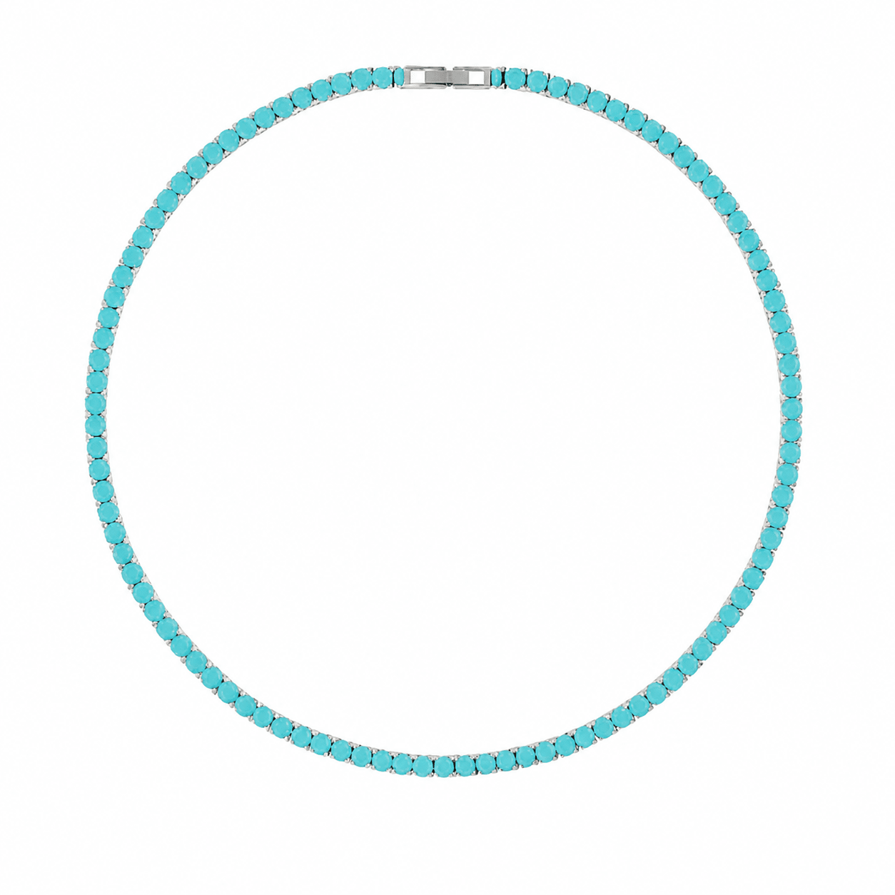 Sahira Jewelry Design - Karla Tennis Necklace - Turquoise: Gold, Necklaces, Sahira Jewelry Design, Plum Bottom