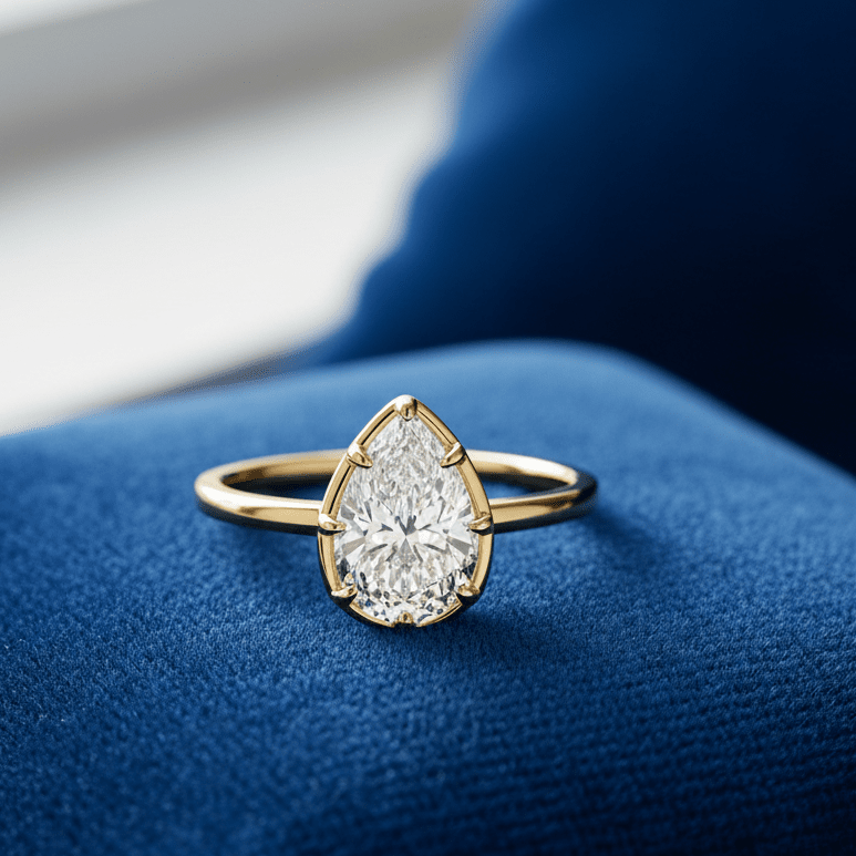 Sahira Jewelry Design - Pear Cut Bezel Ring: 7, JEWELRY, Sahira Jewelry Design, Plum Bottom