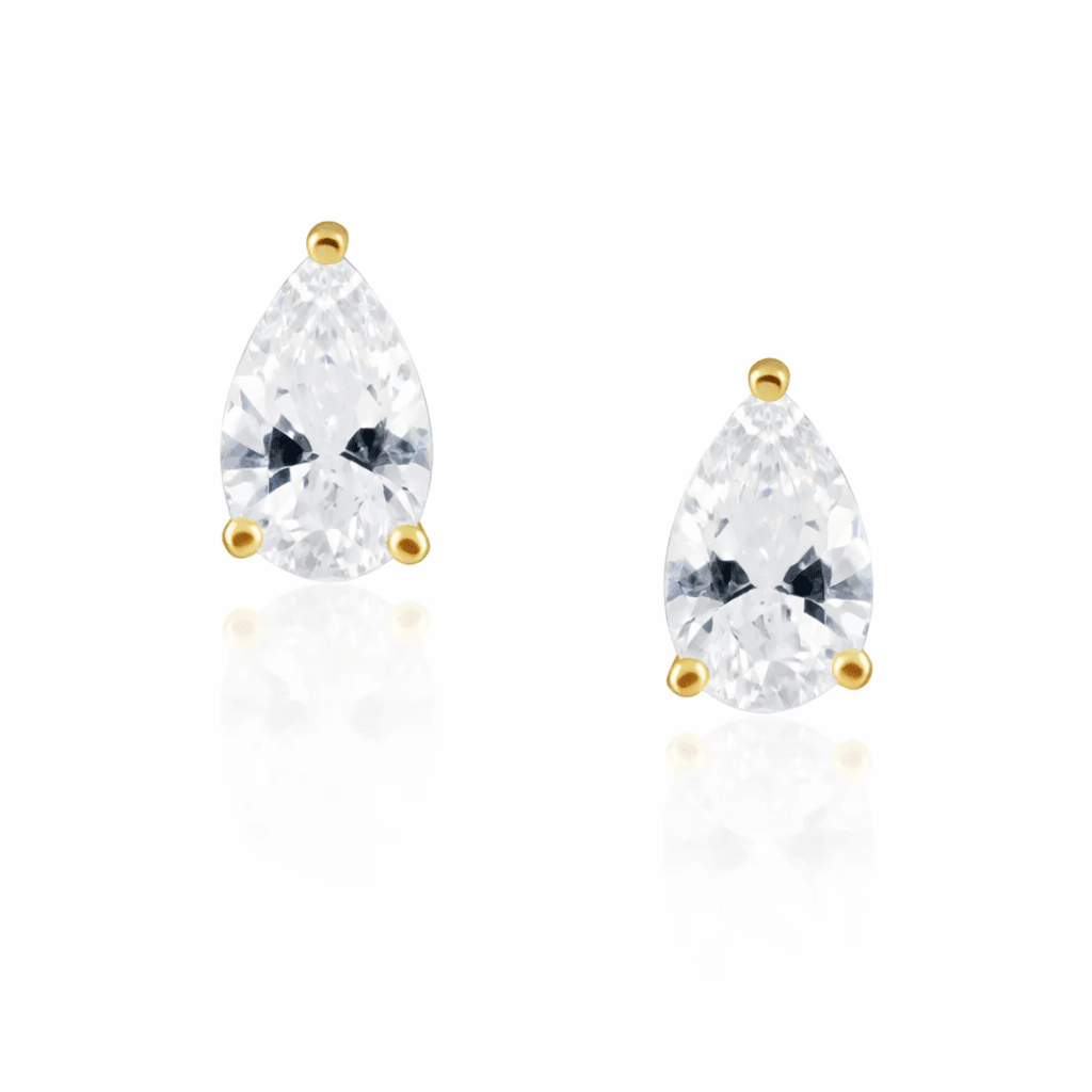 Sahira Jewelry Design - Pear Cut Studs: Gold, Earrings, Sahira Jewelry Design, Plum Bottom