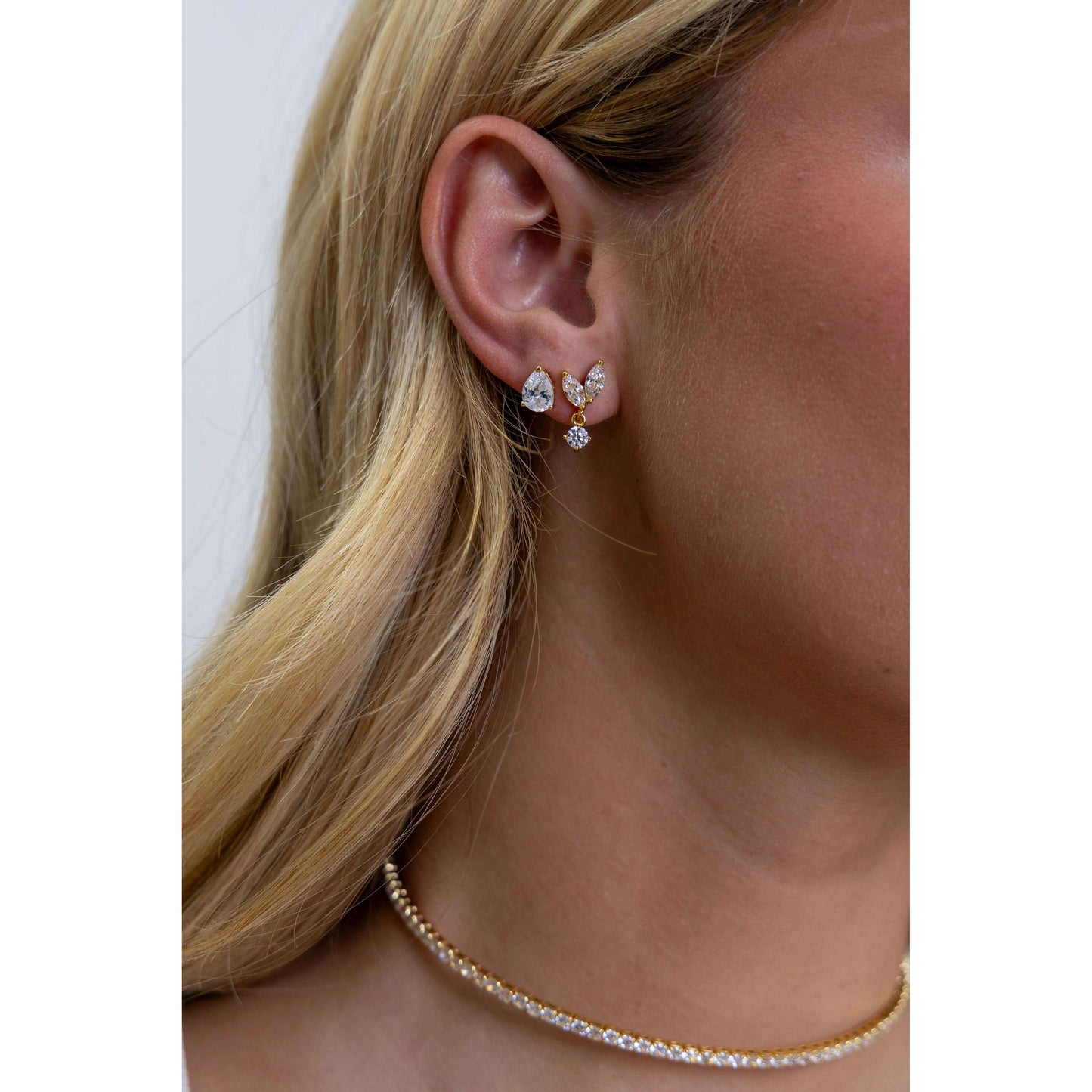 Sahira Jewelry Design - Pear Cut Studs: Gold, Earrings, Sahira Jewelry Design, Plum Bottom