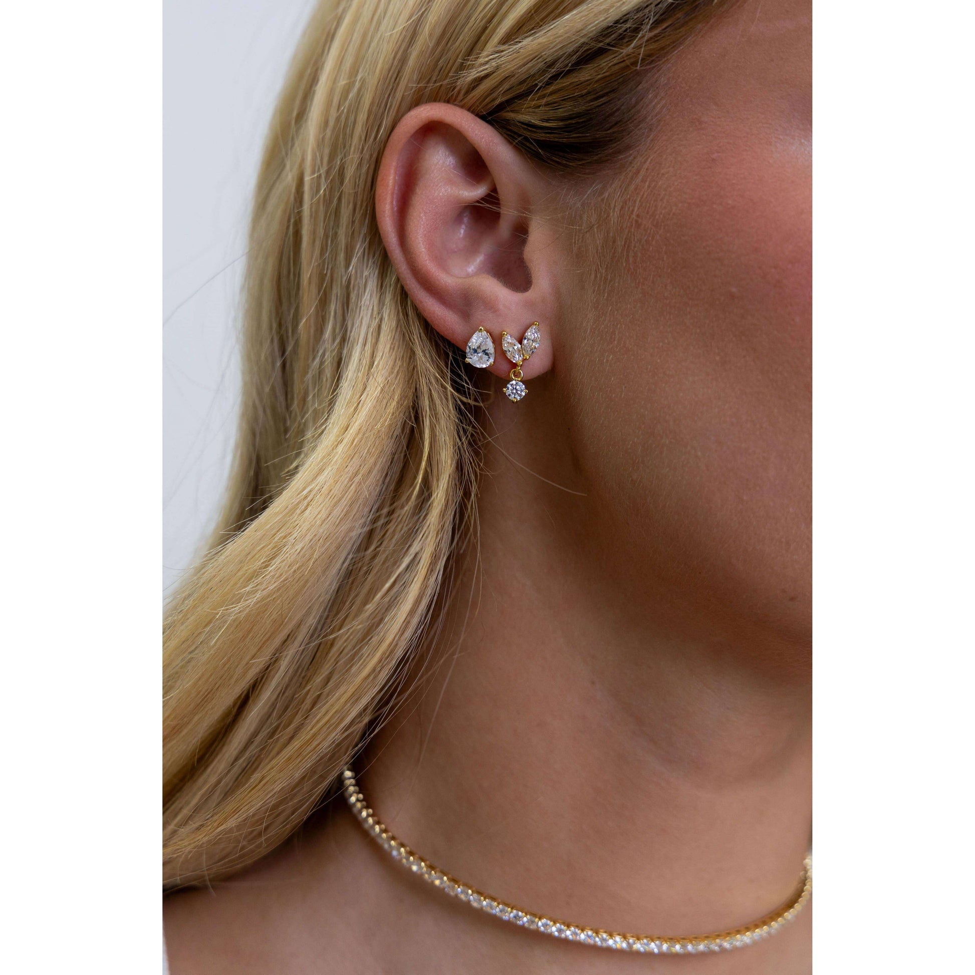 Sahira Jewelry Design - Pear Cut Studs: Gold, Earrings, Sahira Jewelry Design, Plum Bottom