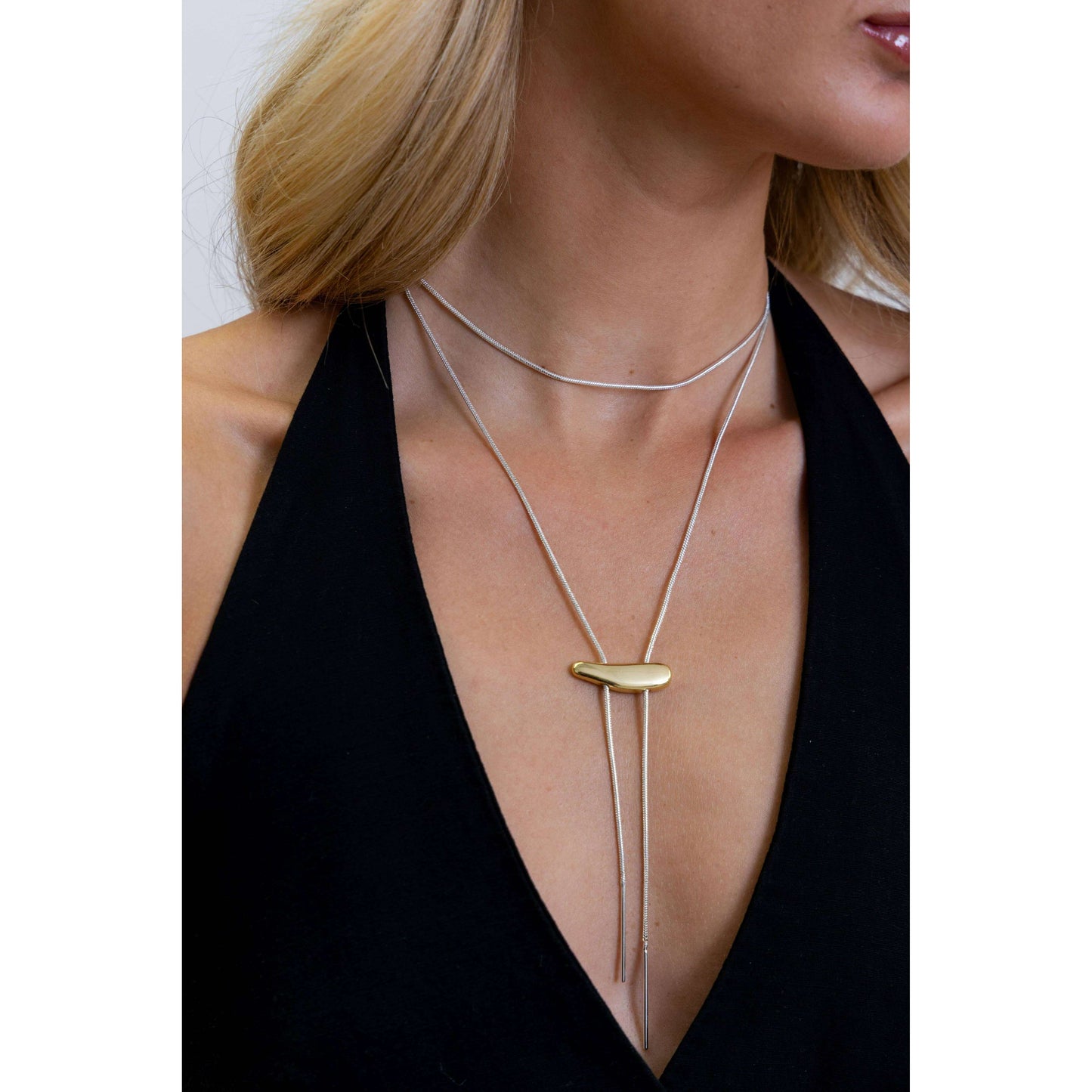 Sahira Jewelry Design - Two Tone Bolo Necklace: Gold, Necklaces, Sahira Jewelry Design, Plum Bottom