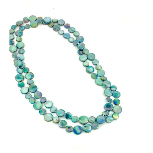 SEA LILY Teal Single Mother of Pearl Single Strand Necklace, JEWELRY, Sea Lily, Plum Bottom