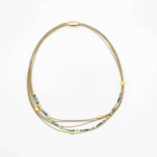 [Sea Lily - 948 TURQUOISE-SHORT short 5 strand necklace with turquoise c], [], [Sea Lily], [Plum Bottom].