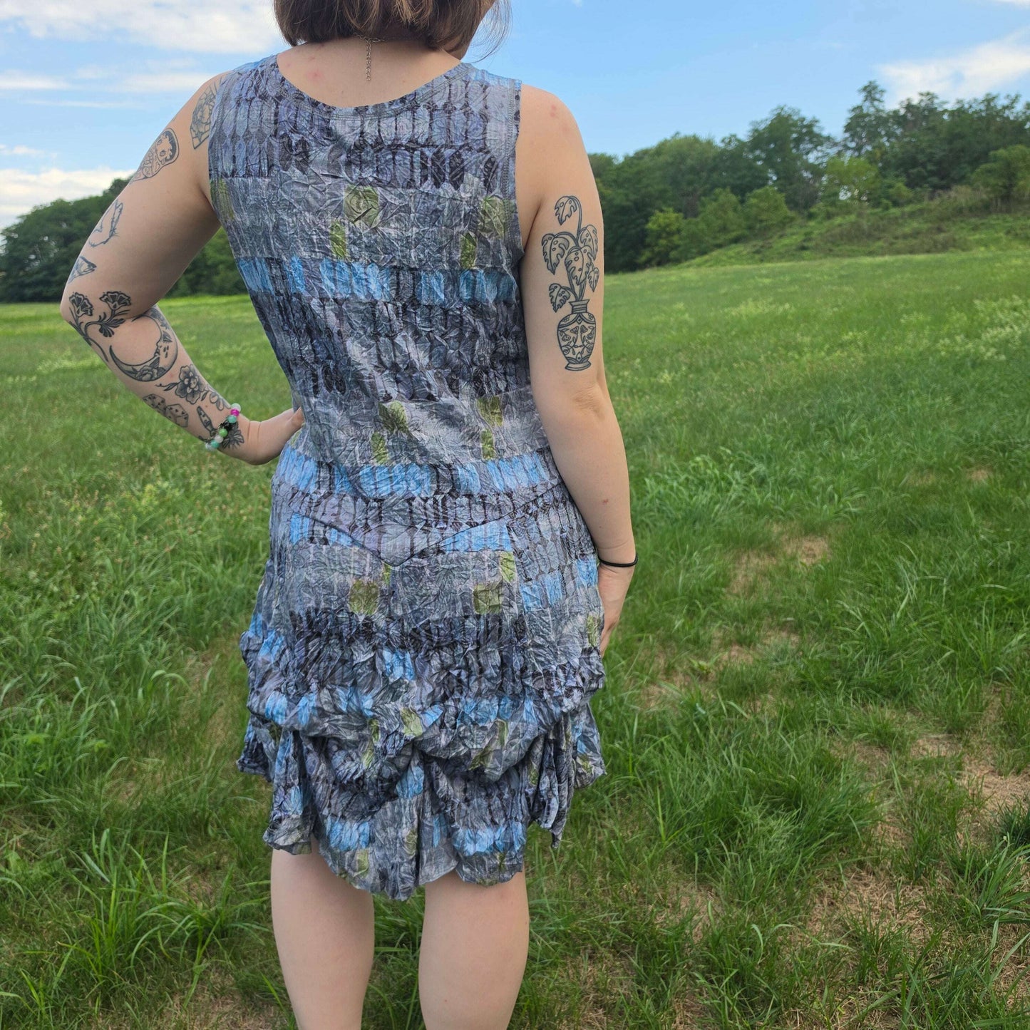 SHANA APPAREL 26607 Tie Up Dress Rust or Blue