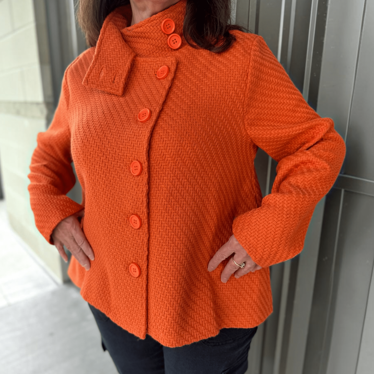 SHANA APPAREL 26823 Button Swing Jacket