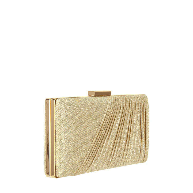 SONDRA ROBERTS - Pleated Box Clutch - Gold, Handbags, Sondra Roberts, Plum Bottom