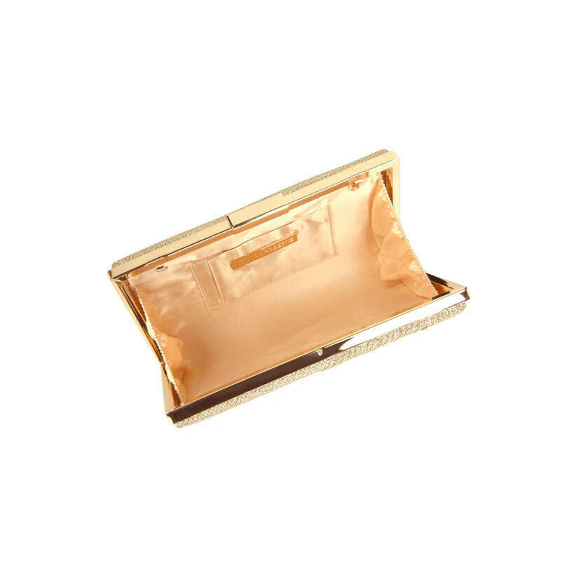 SONDRA ROBERTS - Pleated Box Clutch - Gold, Handbags, Sondra Roberts, Plum Bottom