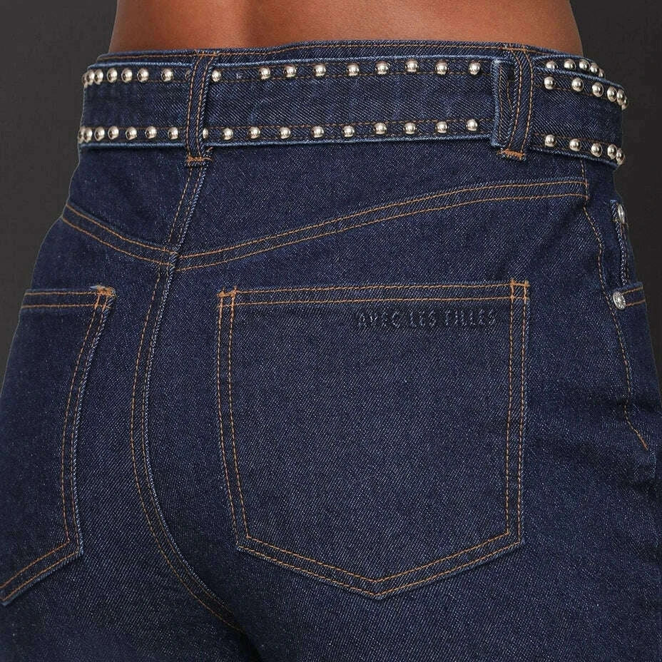 avec-les-filles--studded-belt-flare-in-dark-rinse-washclothingavec-les-fillesplum-bottom-35066277