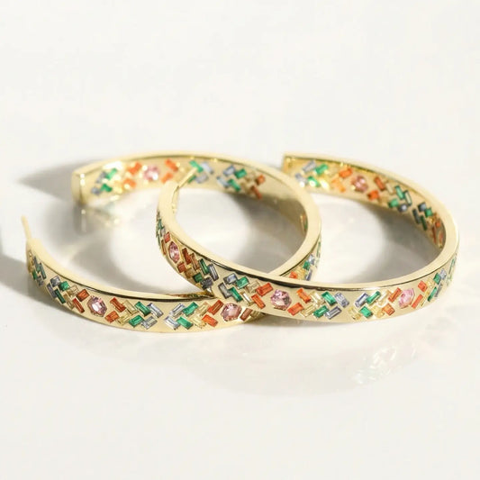 [NATIVE GEM Sunbeam Hoops Rainbow], [JEWELRY], [Native Gem], [Plum Bottom].