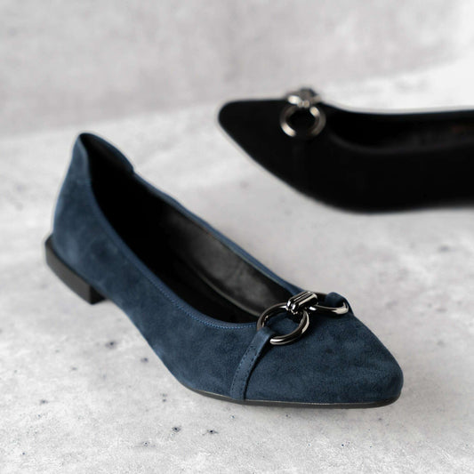 THE FLEXX - Raven - Navy & Black Suede, Flats, THE FLEXX, Plum Bottom