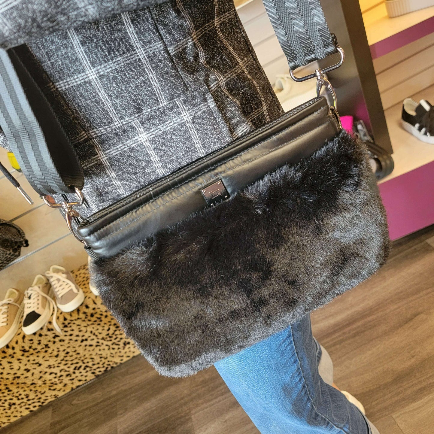 Think Rolyn Duplex Reversible Faux Fur Tote