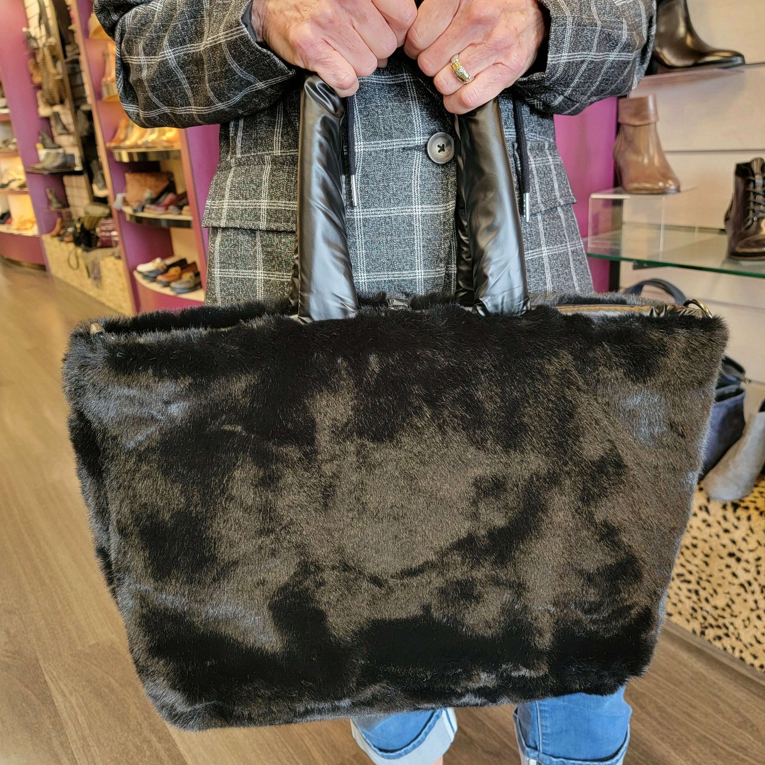 Think Royln Reversible Faux Fur Tote